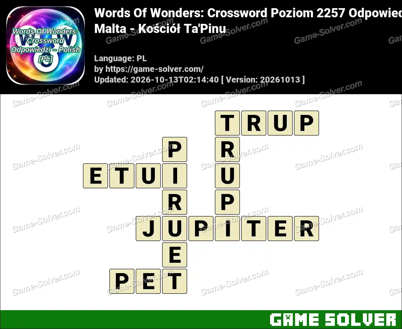 Words Of Wonders: Crossword Poziom 2257 Odpowiedzi – Malta – Kościół Ta’Pinu